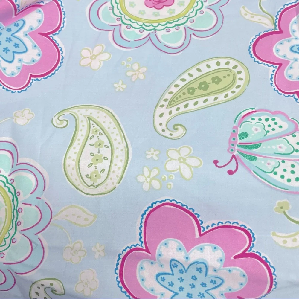 Pottery Barn Kids Floral Paisley Duvet Cover in Light Blue, Pink & Green